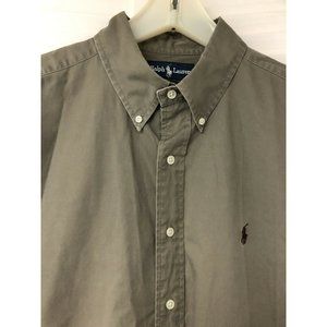 Ralph Lauren Button Up Shirt Mens XL Blake Brown Long Sleeve Pony